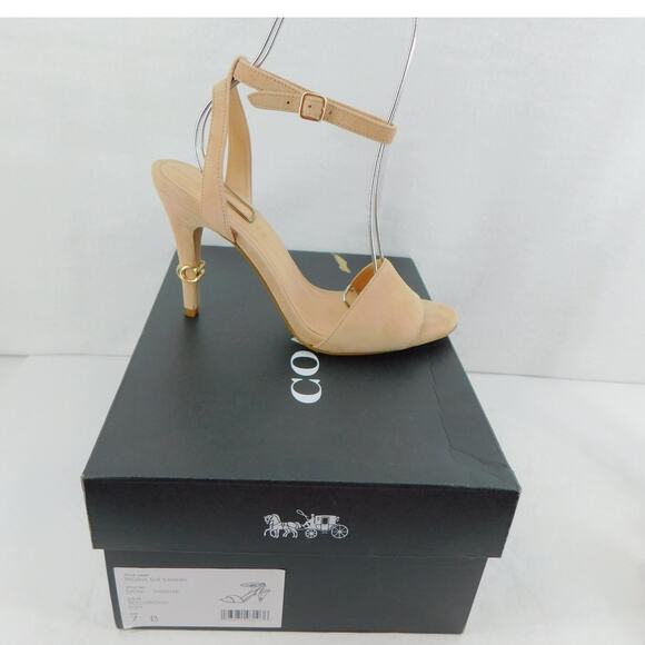 Coach Women's Regina Ankle Strap Sandals Beechwood Suede Heels Size 7 New - Picture 3 of 12